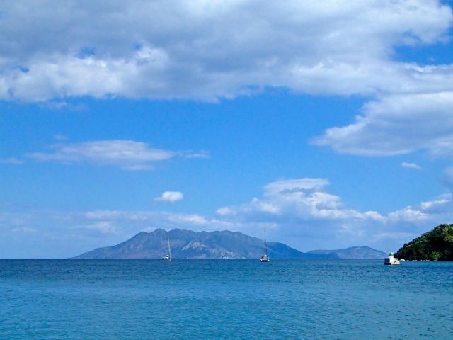 Nicholas Koligiannis<br />28 April <br /><br />Methana peninsula as seen from the port of Palea Epidavros--a nice yet busier place than Vathi.
